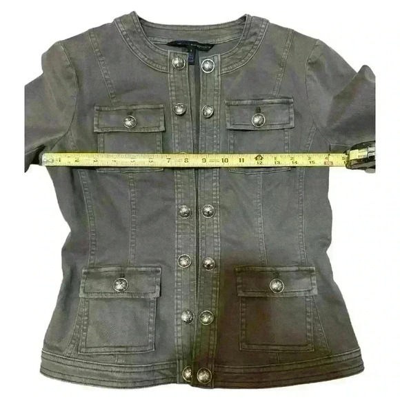 WHBM Gold Button Trim Military Jacket, Forever Olive Size 4 - Picture 11 of 11